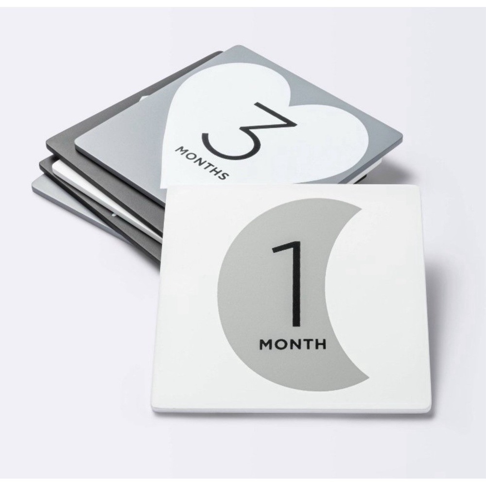 Cloud Island Baby Monthly Milestone Cards Black White Gray Set of 6 Double Sided